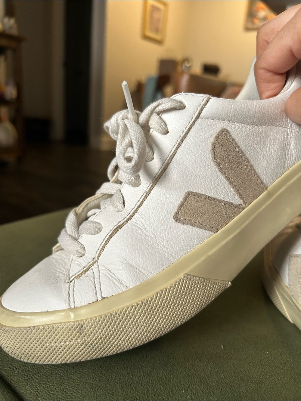 Veja Campo Almond Shoes Womens Size 6 White Leather Sneakers - Picture 8 of 10